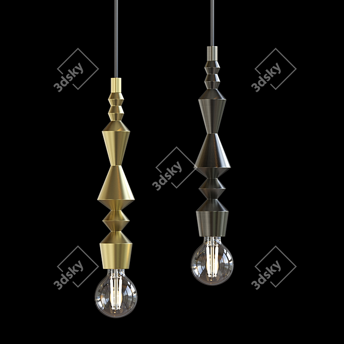 Vintage Metal Pendant Lamp 3D model image 3