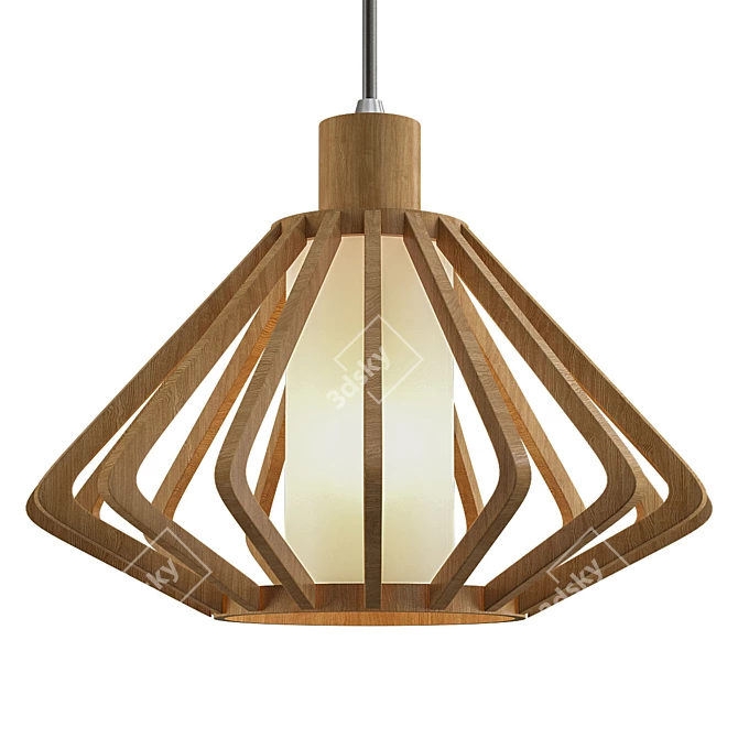 Japanese Wood Pendant Lamp 3D model image 1