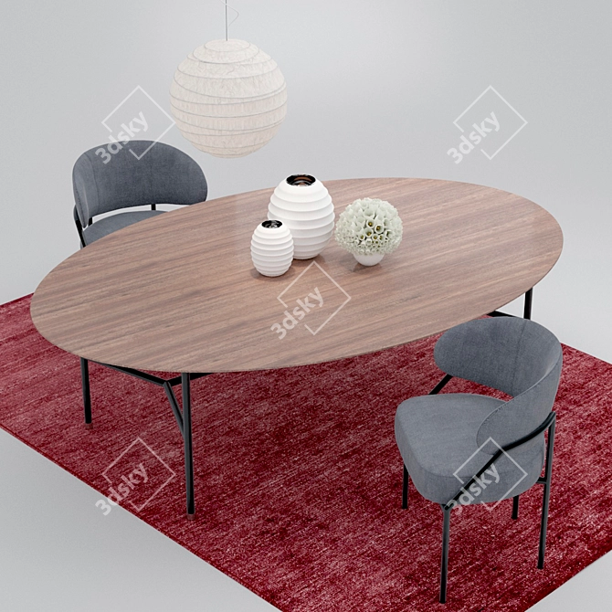 Elegant Meridiani Hubert Dining Set 3D model image 1