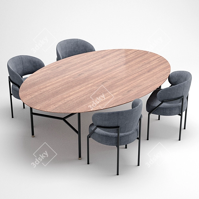 Elegant Meridiani Hubert Dining Set 3D model image 7