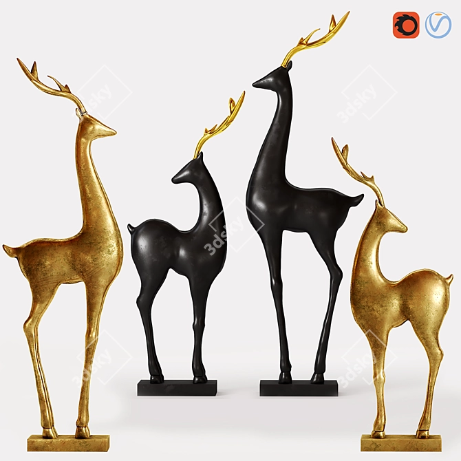 Majestic Deer Statue 3D model image 1