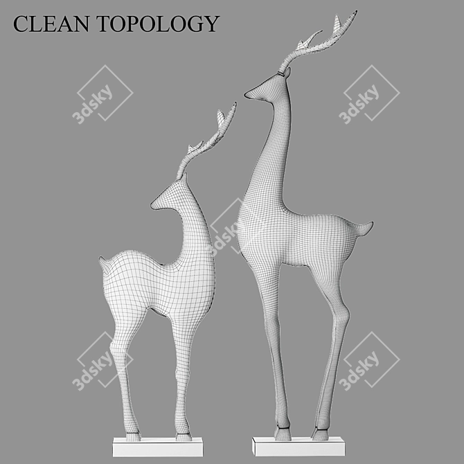 Majestic Deer Statue 3D model image 5