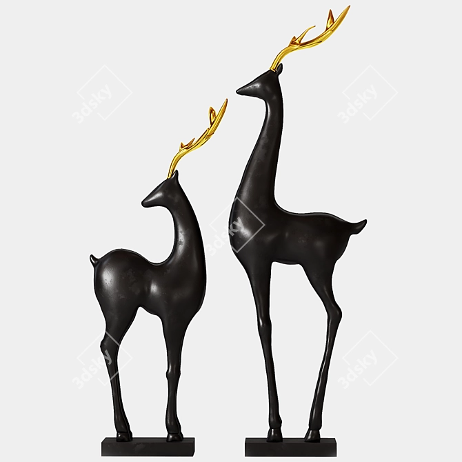 Majestic Deer Statue 3D model image 7