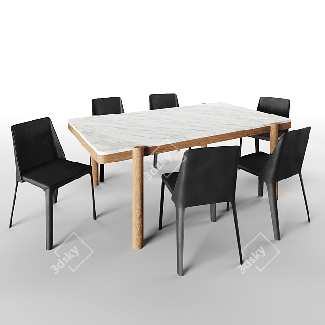 Modern Flexform Gustav Table & Isabelle Chair Set 3D model image 1
