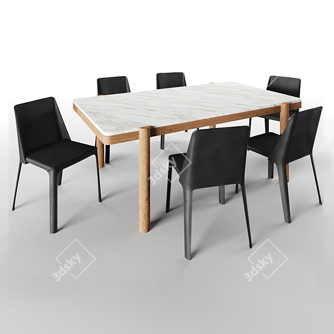 Modern Flexform Gustav Table & Isabelle Chair Set 3D model image 5