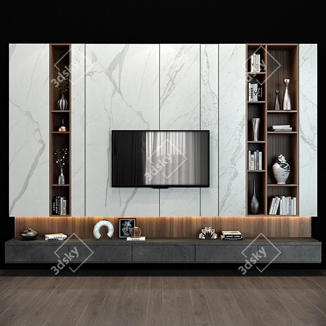 Sleek TV Shelf: Organize & Display 3D model image 1