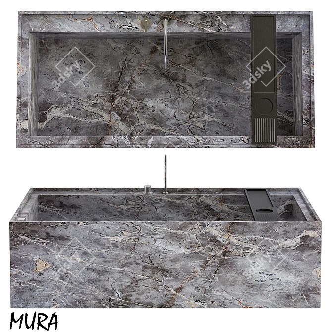 Luxurious Mura Marble Bathtub 3D model image 1