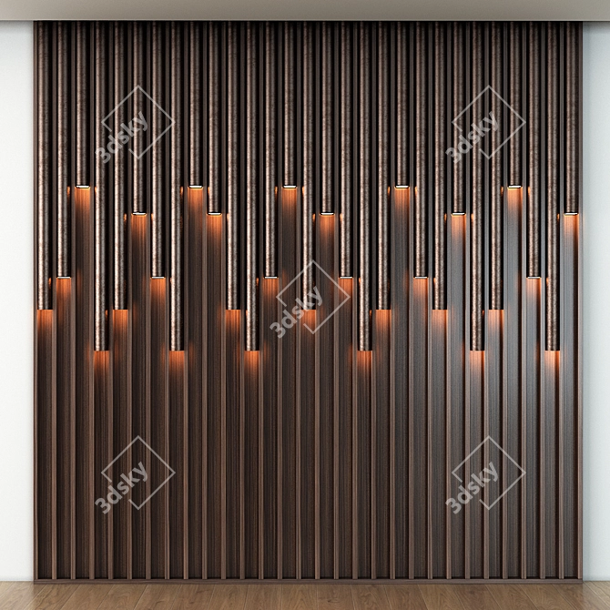 Rustic Wood LED Panels 3D model image 1