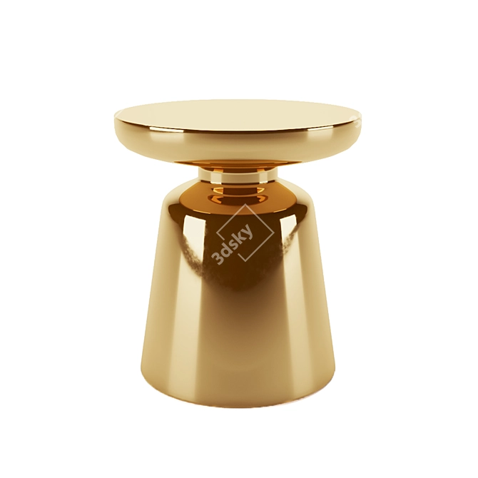 Golden Round Accent Table 3D model image 2