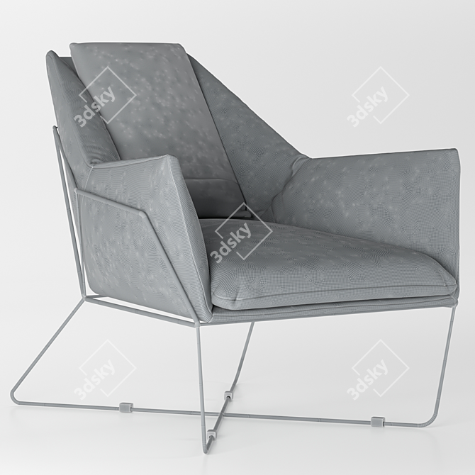 Luxury Gray Faux Leather Accent Chair 3D model image 2