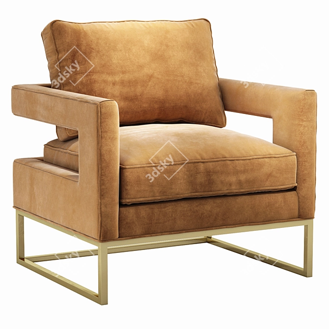 Luxury Cognac Velvet Chair 3D model image 1