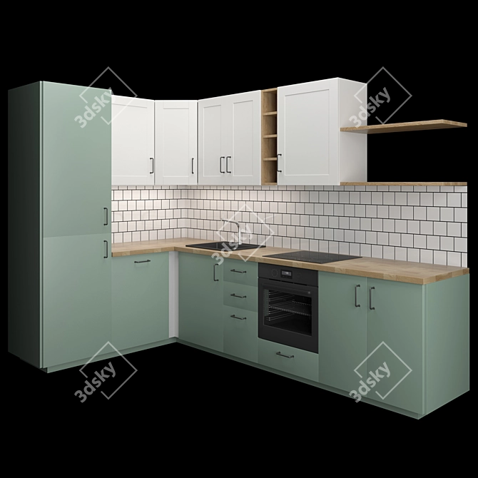 Stylish Ikea Kitchen Set 3D model image 1