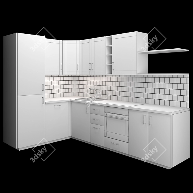 Stylish Ikea Kitchen Set 3D model image 2