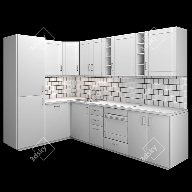 Stylish Ikea Kitchen Set 3D model image 4
