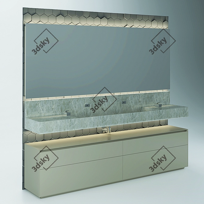 Elegant Clay Vanity with Marble Sink 3D model image 4