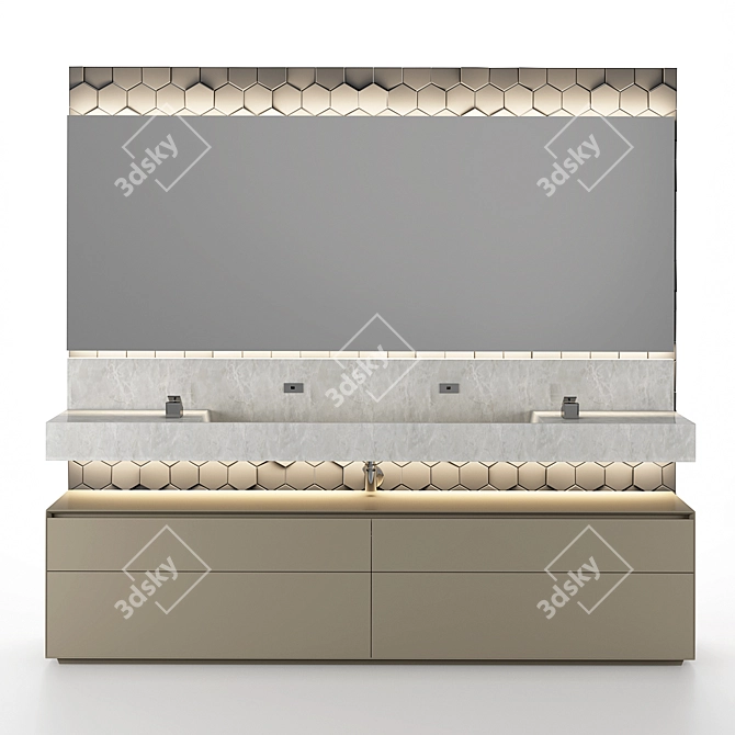 Elegant Clay Vanity with Marble Sink 3D model image 9