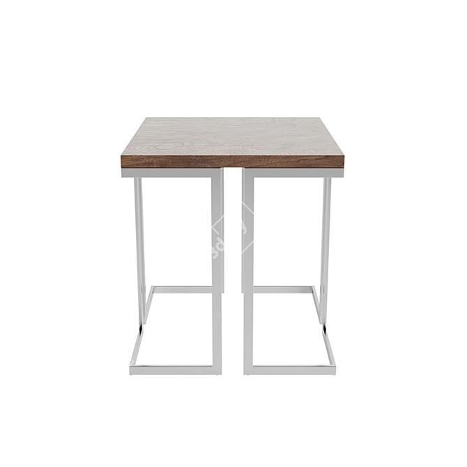 Modern Grey Wood & Steel End Table 3D model image 1