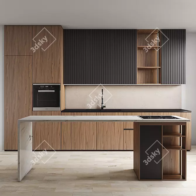 High-Quality Kitchen Set 3D model image 1