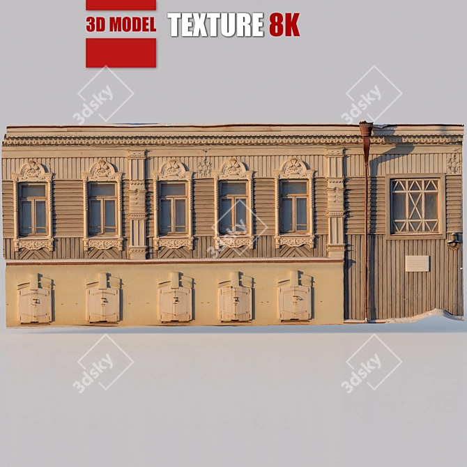 Historic Wooden Facade Model | High-Res Texture | Vray 3D model image 1