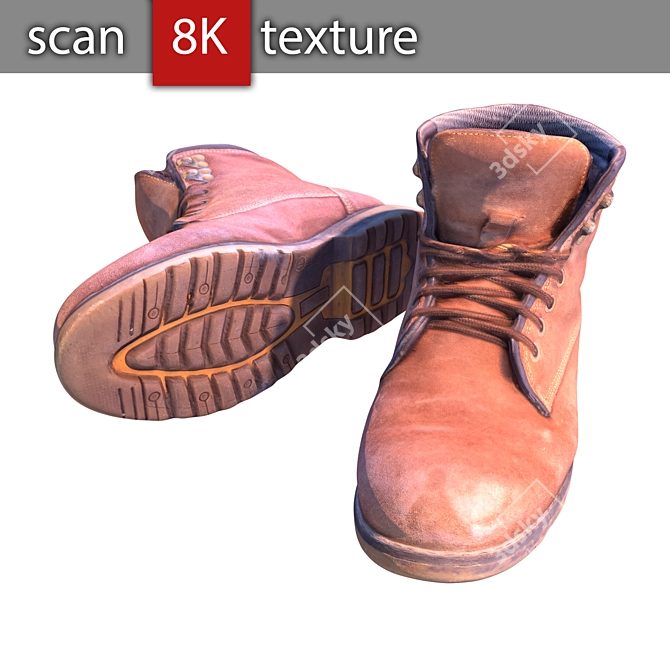 Winter Worn Boots - Hi-Res Textured, Lightweight Model 3D model image 2