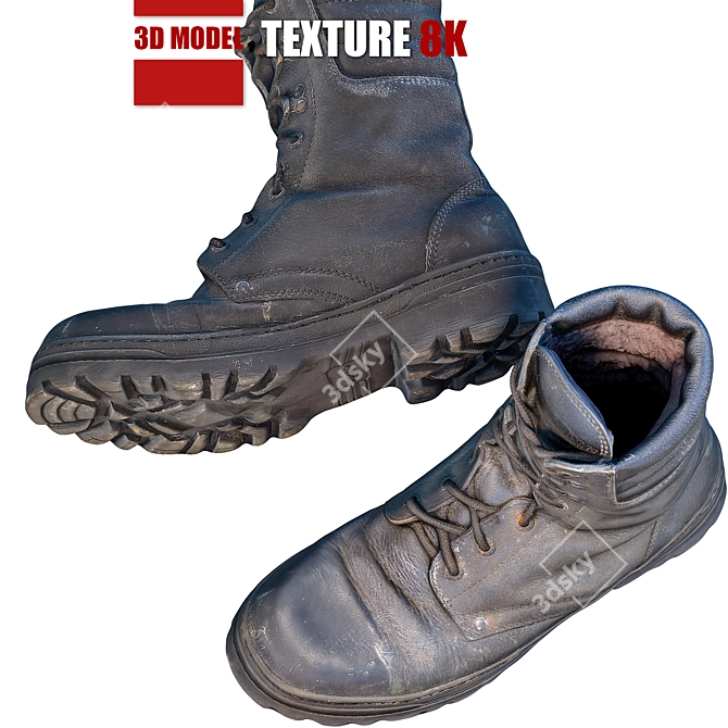 Retro Men's Shoes 110 - Vintage Style with Detailed Design 3D model image 1