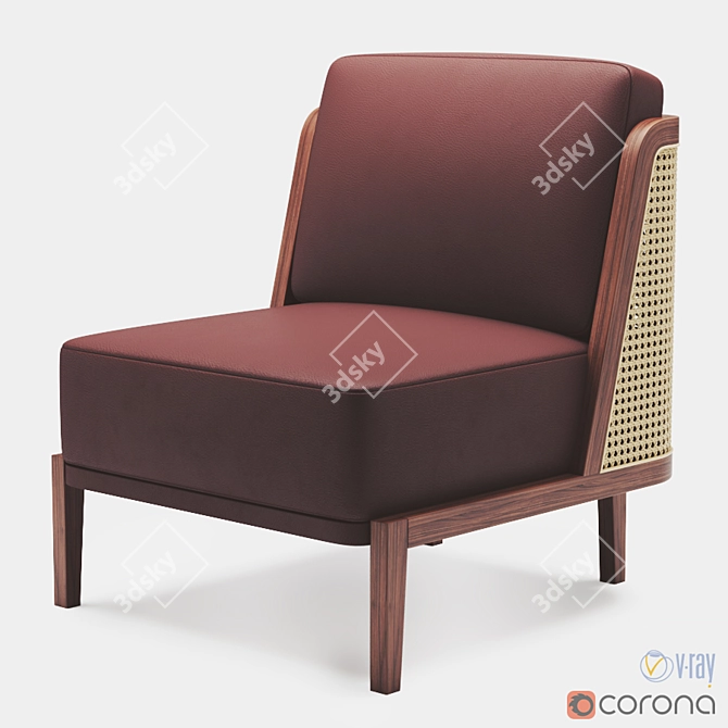 Elegant Rattan Lounge Throne 3D model image 1