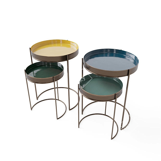 Picabea: Versatile Enamel Coffee Tables 3D model image 2