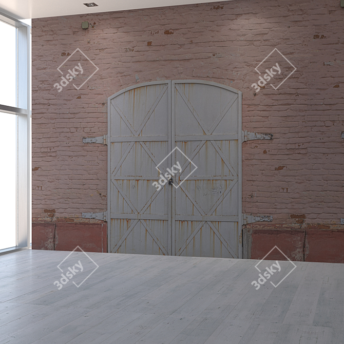 Title: Seamless Brick Wall with Gate 3D model image 5