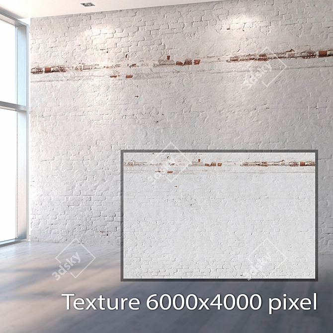 Seamless White Brick Wall Texture 3D model image 2