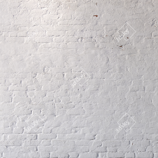 Seamless White Brick Wall Texture 3D model image 4