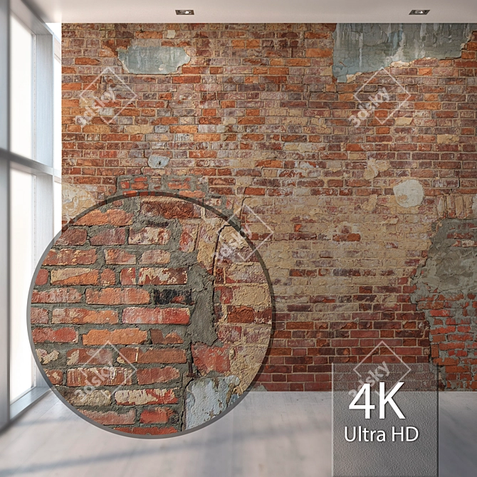 Vintage Brick Texture Set 3D model image 1