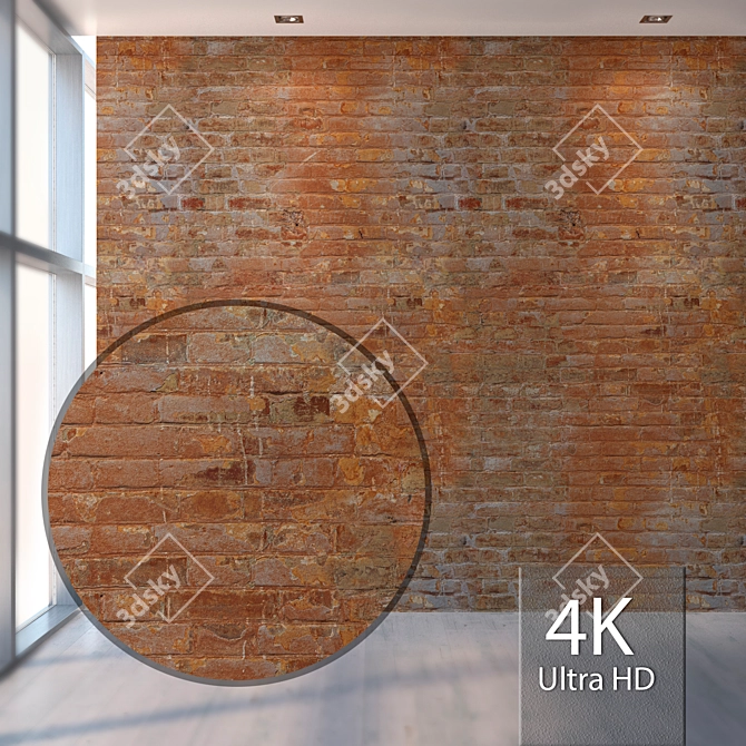 Vintage Brick Wall Texture - High Resolution 3D model image 1