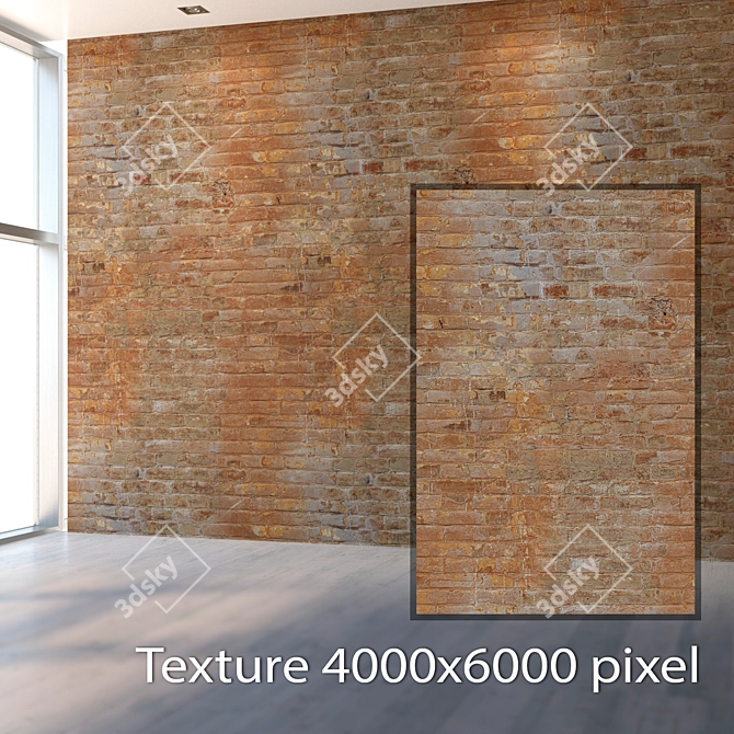 Vintage Brick Wall Texture - High Resolution 3D model image 2