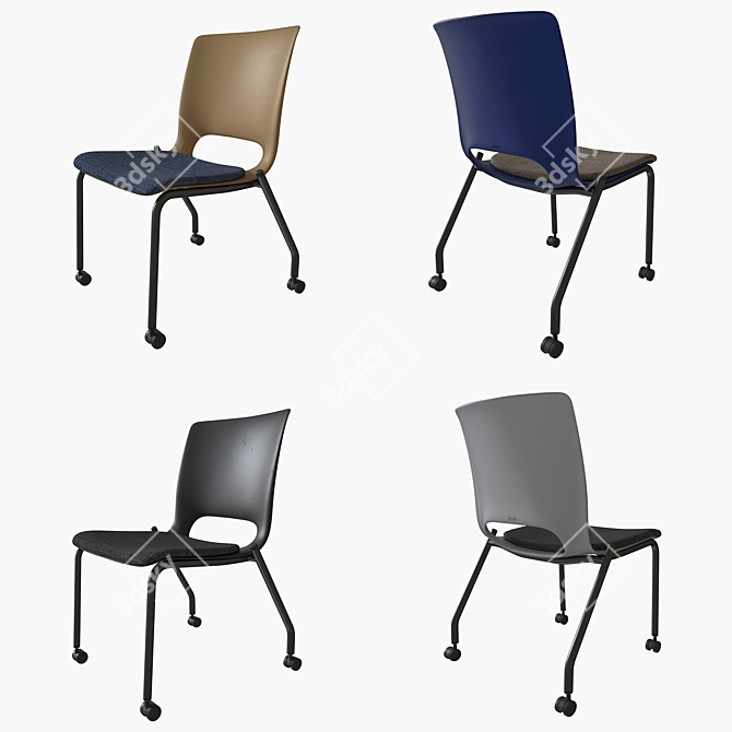 Sleek Stackable Chairs - Set of 9 3D model image 2