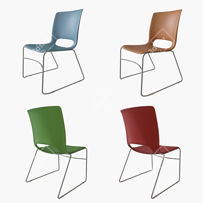 Sleek Stackable Chairs - Set of 9 3D model image 3