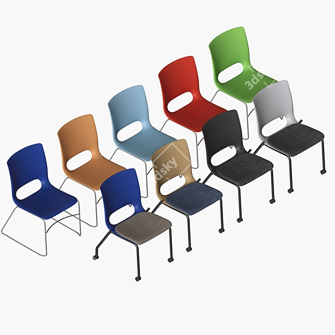 Sleek Stackable Chairs - Set of 9 3D model image 4