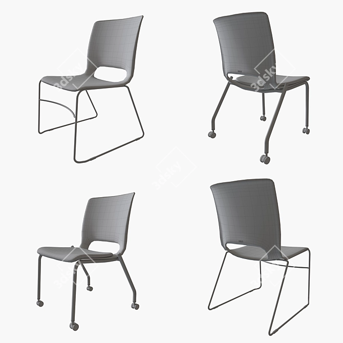 Sleek Stackable Chairs - Set of 9 3D model image 5