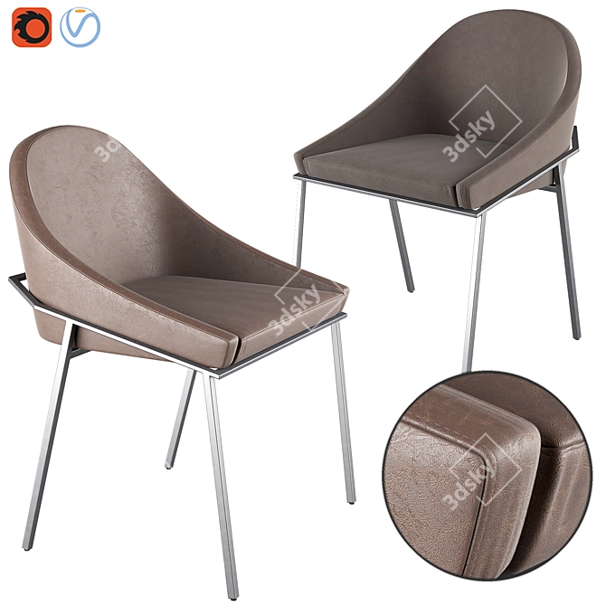 Izoard: Contemporary Upholstered Metal Chair 3D model image 1