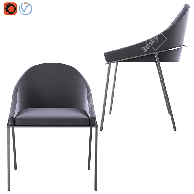 Izoard: Contemporary Upholstered Metal Chair 3D model image 2