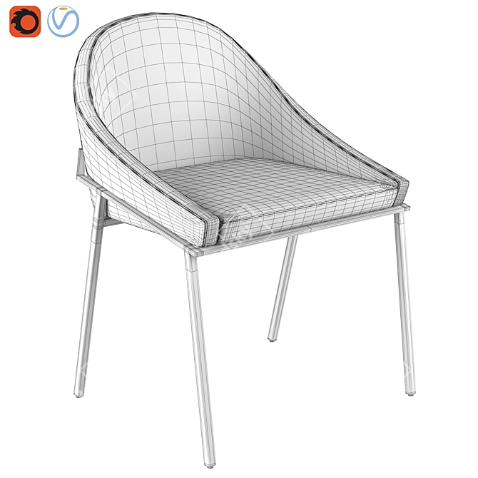 Izoard: Contemporary Upholstered Metal Chair 3D model image 3