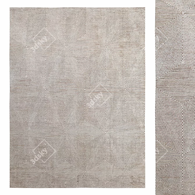 Mosaic Hand-Knotted Silk Rug 3D model image 1