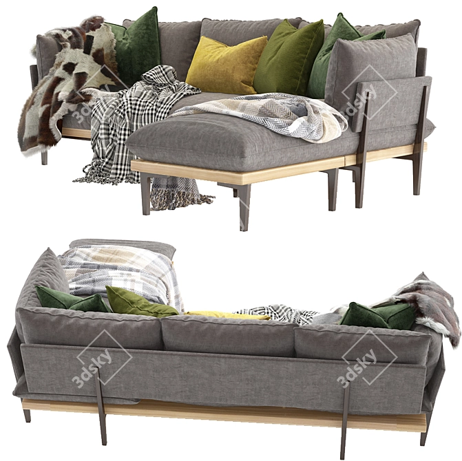 Floyd Velvet Corner Sofa 3D model image 3