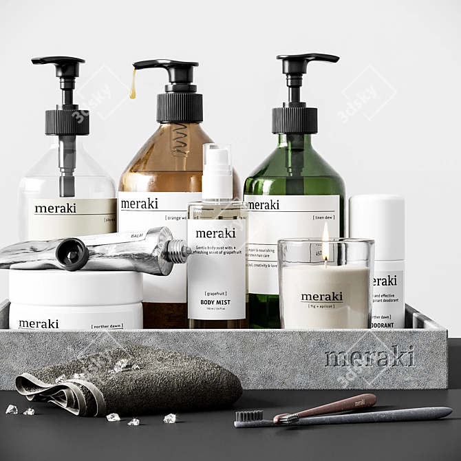 Meraki Bathroom Set: Luxurious Bath Essentials 3D model image 1