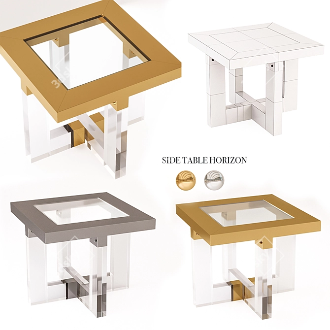 Eichholtz 4-Piece Square Side Table Set 3D model image 3