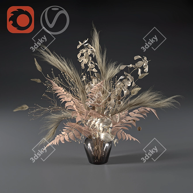 Eternal Bloom: Dried Flower Bouquet 3D model image 1