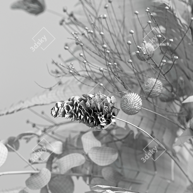 Eternal Bloom: Dried Flower Bouquet 3D model image 5