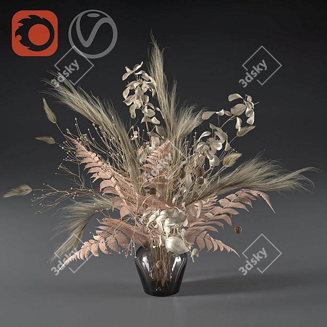 Eternal Bloom: Dried Flower Bouquet 3D model image 6