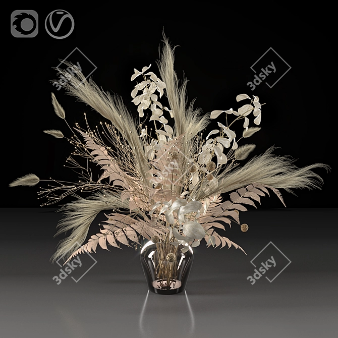 Eternal Bloom: Dried Flower Bouquet 3D model image 8