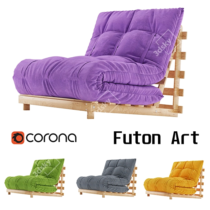 Contemporary Futon Sofa Bed 3D model image 1