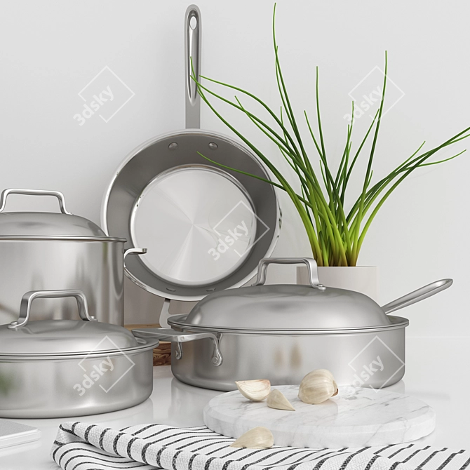 Title: All-Clad Ultimate Cookware Set 3D model image 5